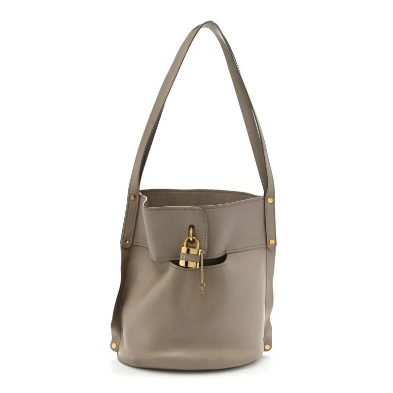 Chloe Shiny Calfskin Goatskin Medium Aby Bucket Bag Motty Grey (Pre-Owned) sold by Zulily