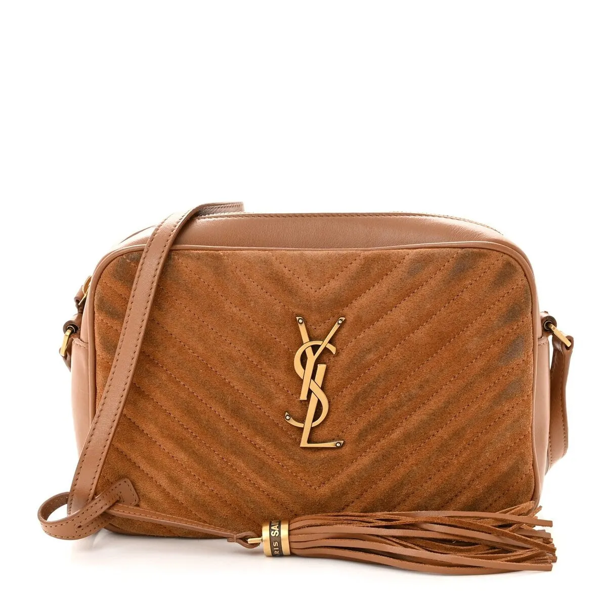 Saint Laurent Suede Matelasse Monogram Lou Camera Bag Cinnamon (Pre-Owned) sold by Zulily
