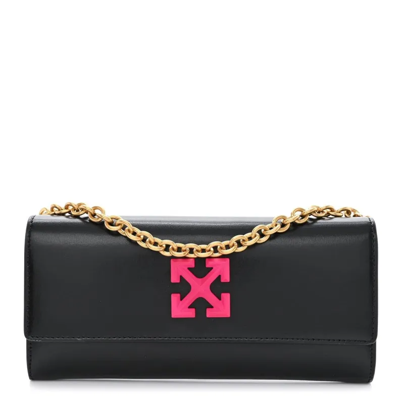 Off-White Calfskin Jitney Chain Wallet Black (Pre-Owned) sold by Zulily