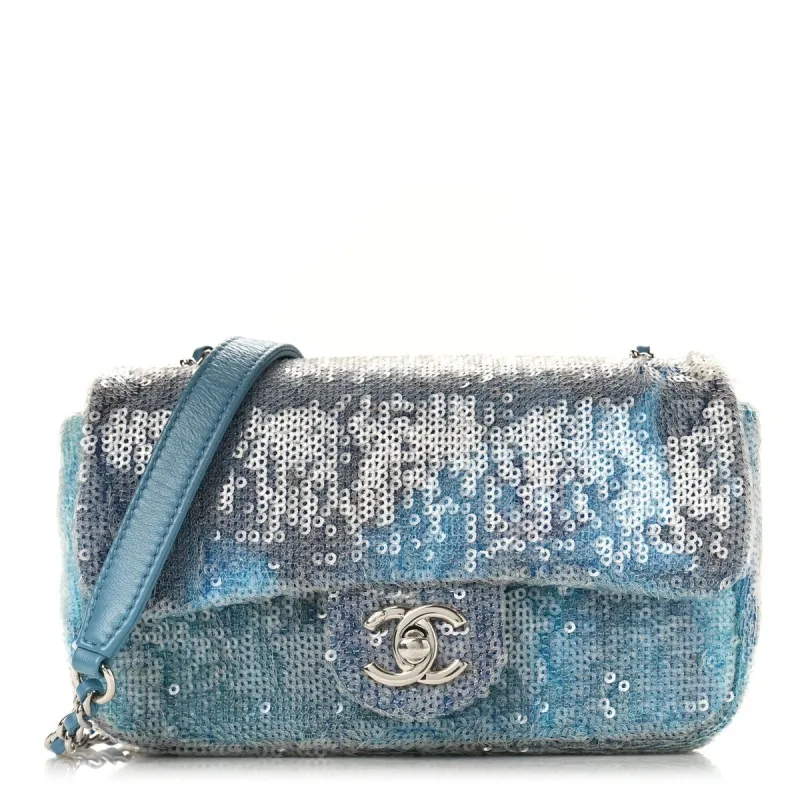 Chanel Sequin Mini Waterfall Flap Green Light Green Yellow (Pre-Owned) sold by Zulily
