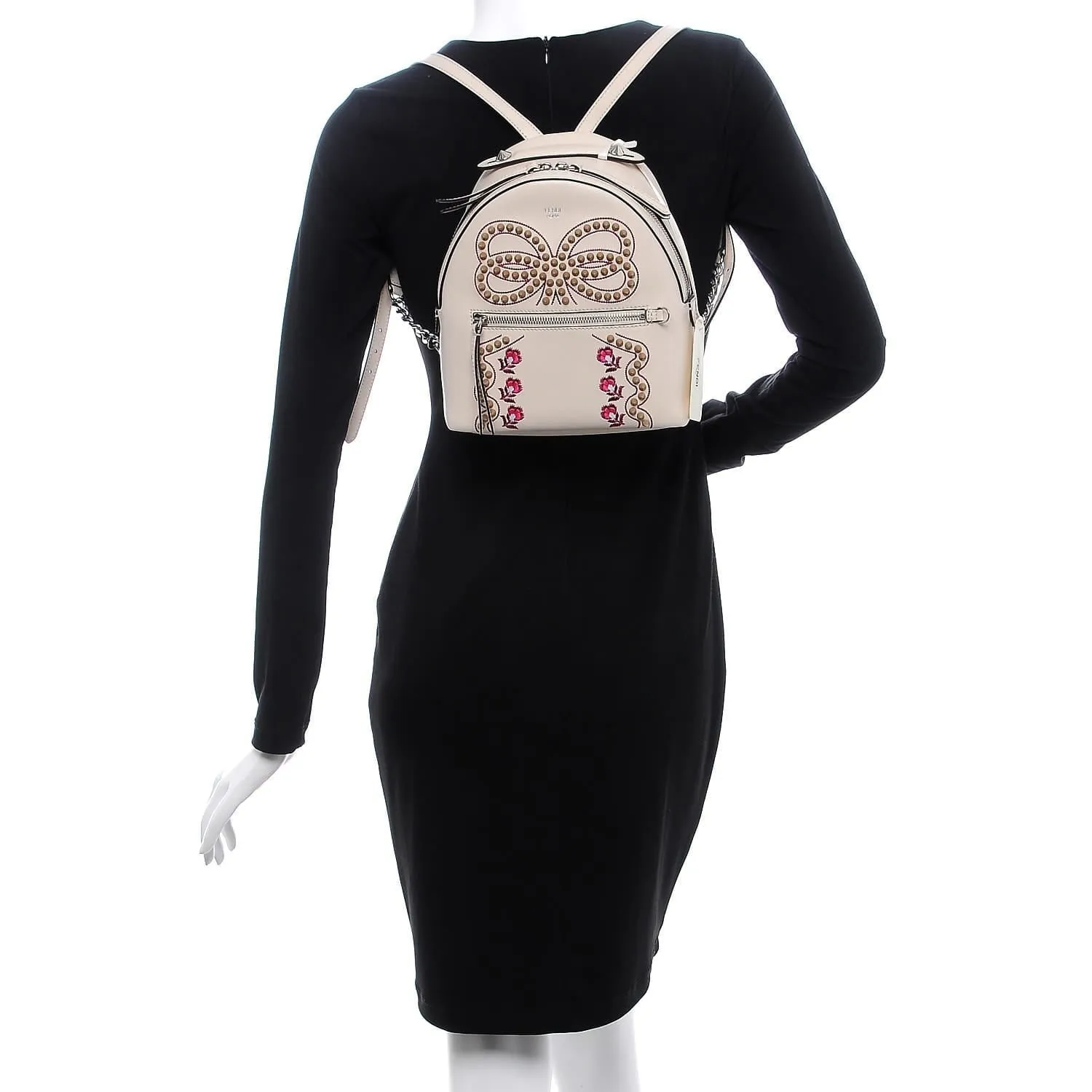 Fendi Calfskin Flowers and Bows Studded Mini Backpack Camelia (Pre-Owned) sold by Zulily