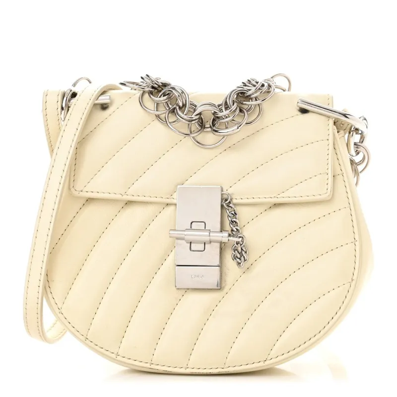 Chloe Calfskin Quilted Mini Drew Bijou Shoulder Bag Natural White (Pre-Owned) sold by Zulily