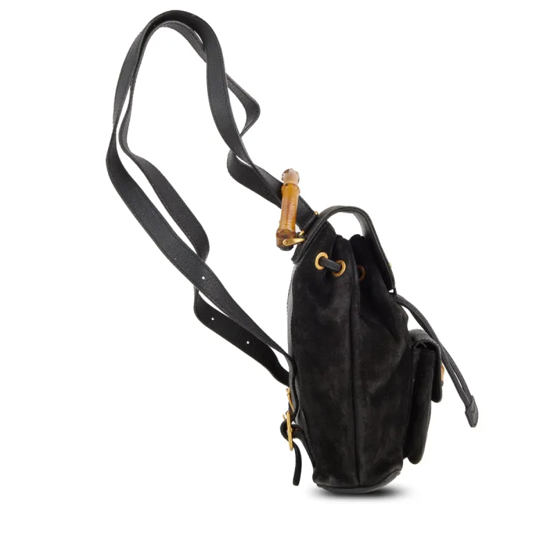 Gucci Suede Bamboo Backpack (Pre-Owned) - One Size sold by Zulily