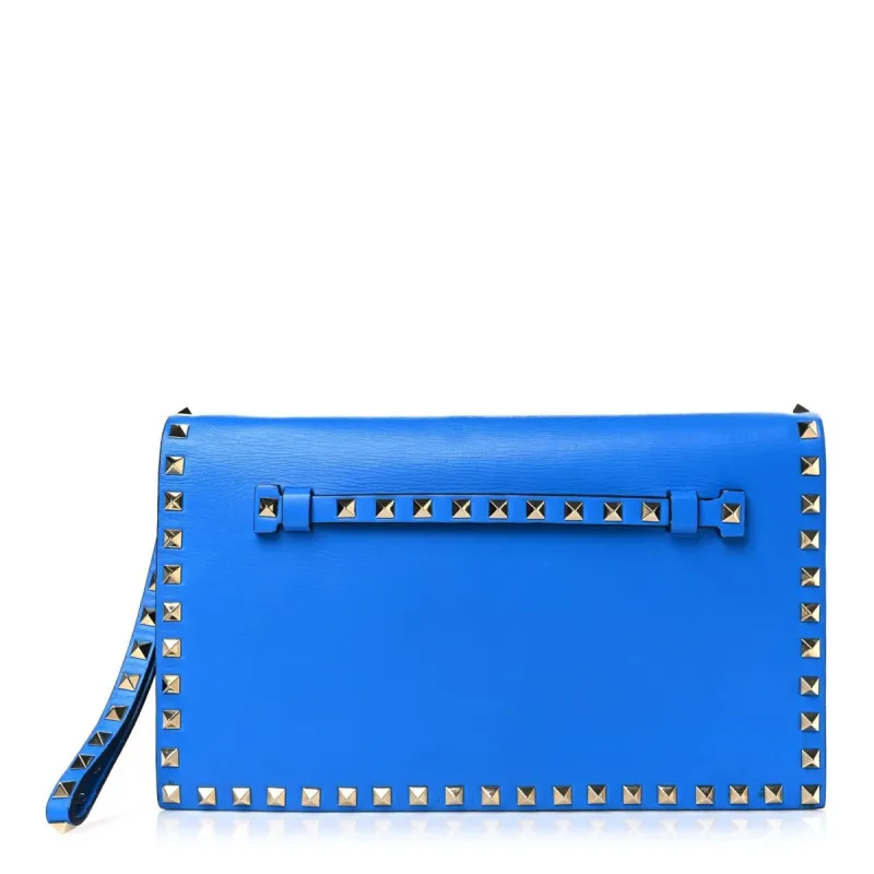 Valentino Garavani Nappa Small Rockstud Wristlet Clutch Blue Fluo (Pre-Owned) sold by Zulily