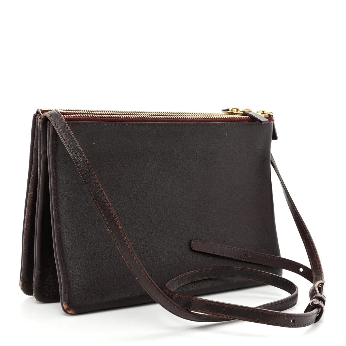Celine Lambskin Large Trio Crossbody Bag Burgundy (Pre-Owned) sold by Zulily product image thumbnail 3