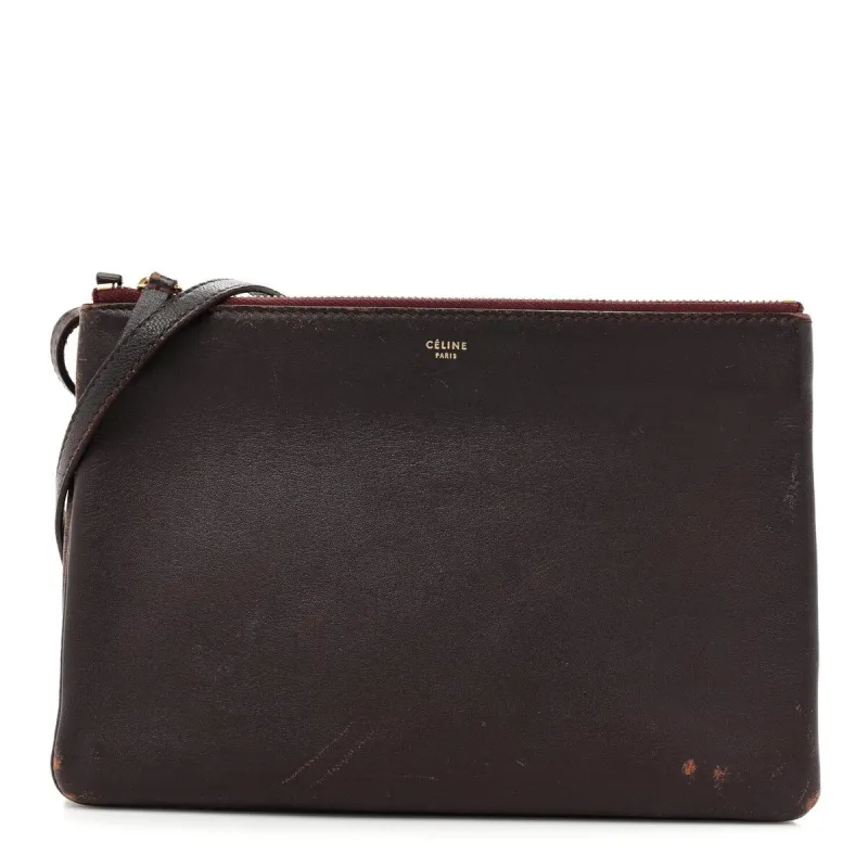 Celine Lambskin Large Trio Crossbody Bag Burgundy (Pre-Owned) sold by Zulily