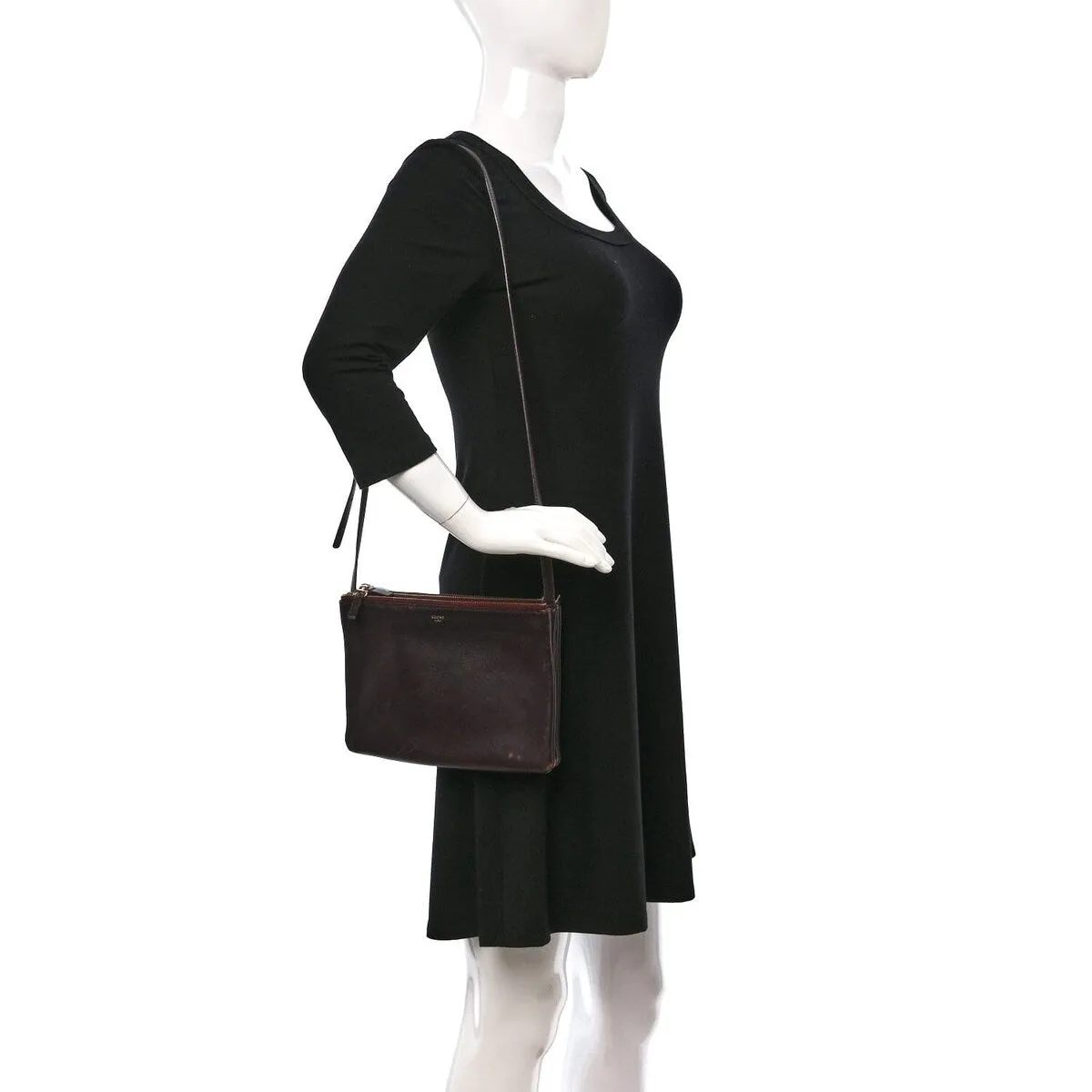 Celine Lambskin Large Trio Crossbody Bag Burgundy (Pre-Owned) sold by Zulily product image thumbnail 2