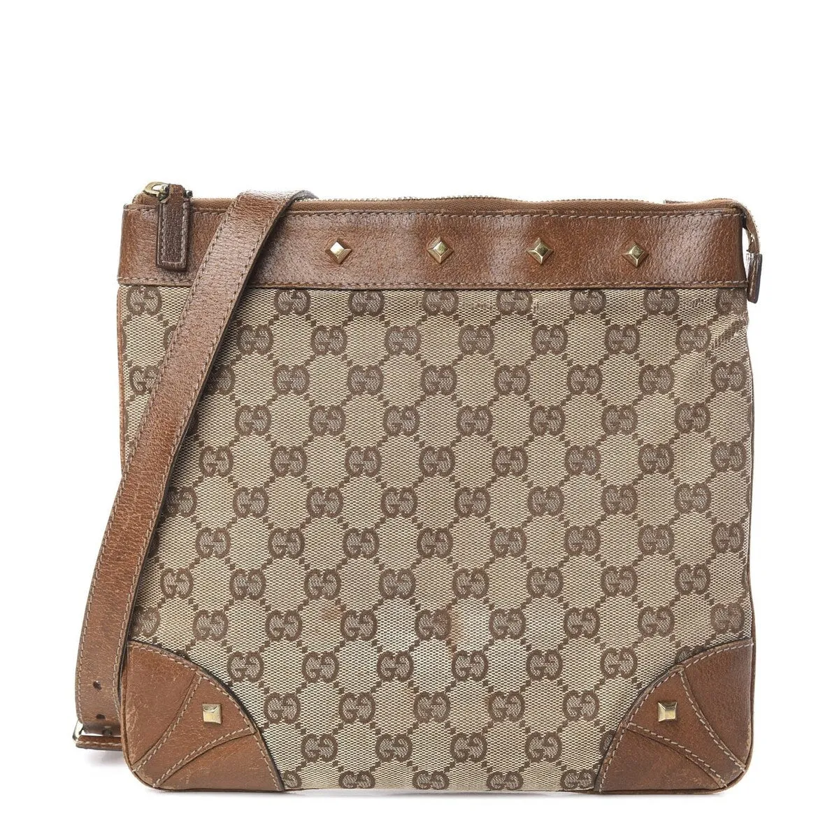 Gucci Studded Crossbody Bag GG Canvas (Pre-Owned) sold by Zulily