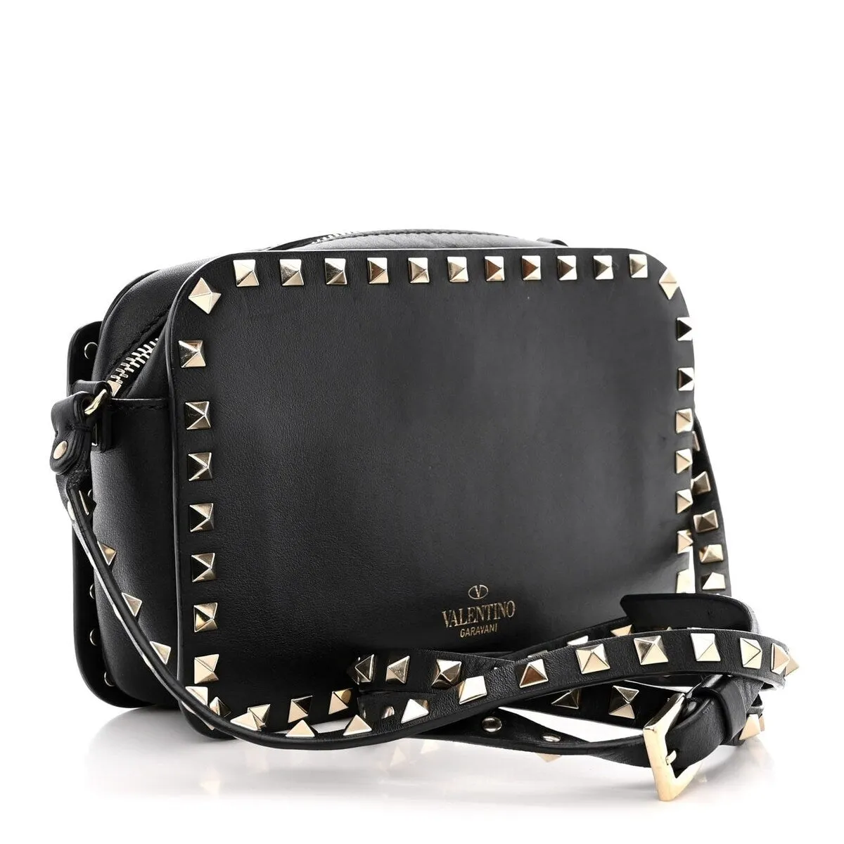 Valentino Garavani Calfskin Rockstud Flip Lock Camera Crossbody Bag Black (Pre-Owne sold by Zulily product image thumbnail 3