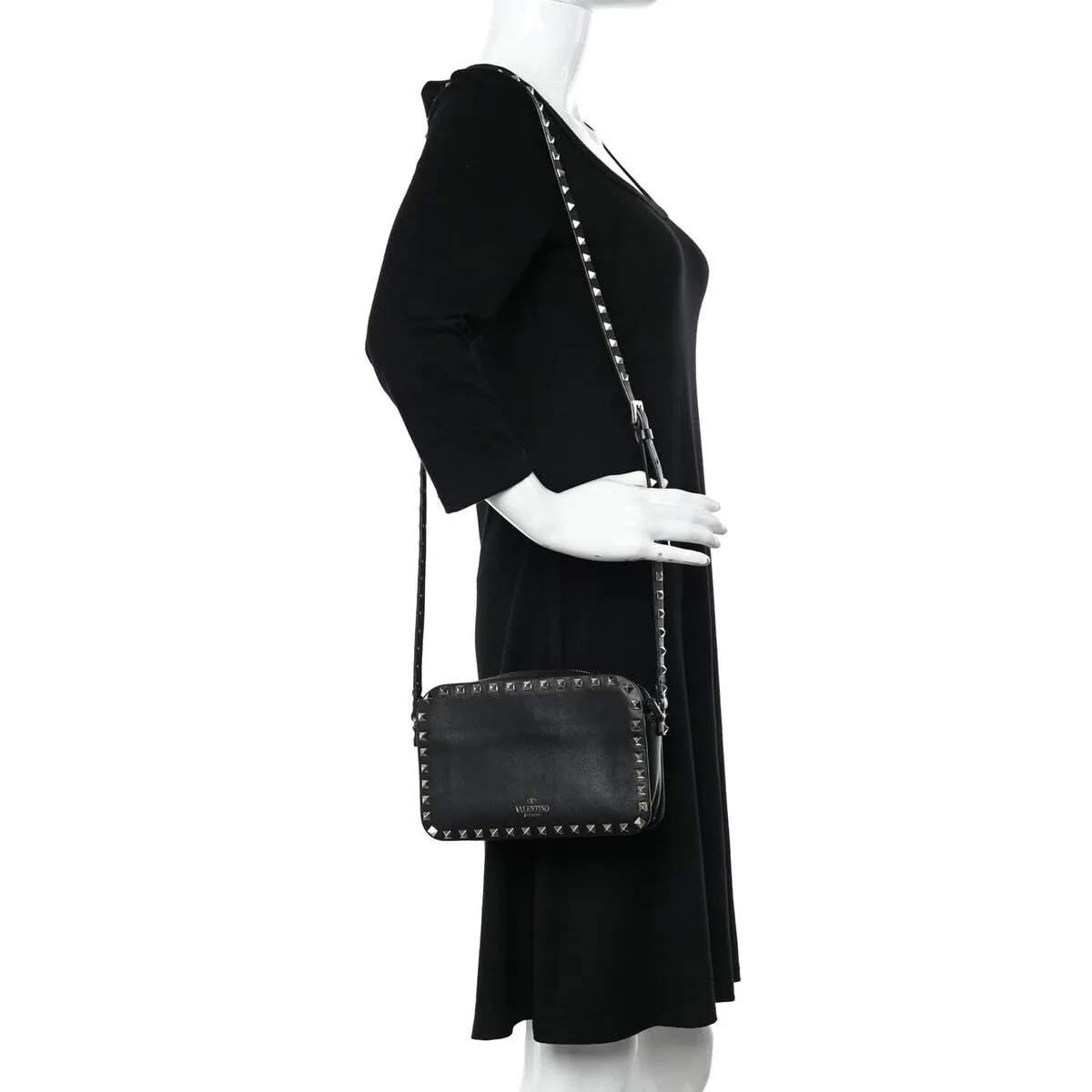 Valentino Garavani Calfskin Rockstud Flip Lock Camera Crossbody Bag Black (Pre-Owne sold by Zulily product image thumbnail 2