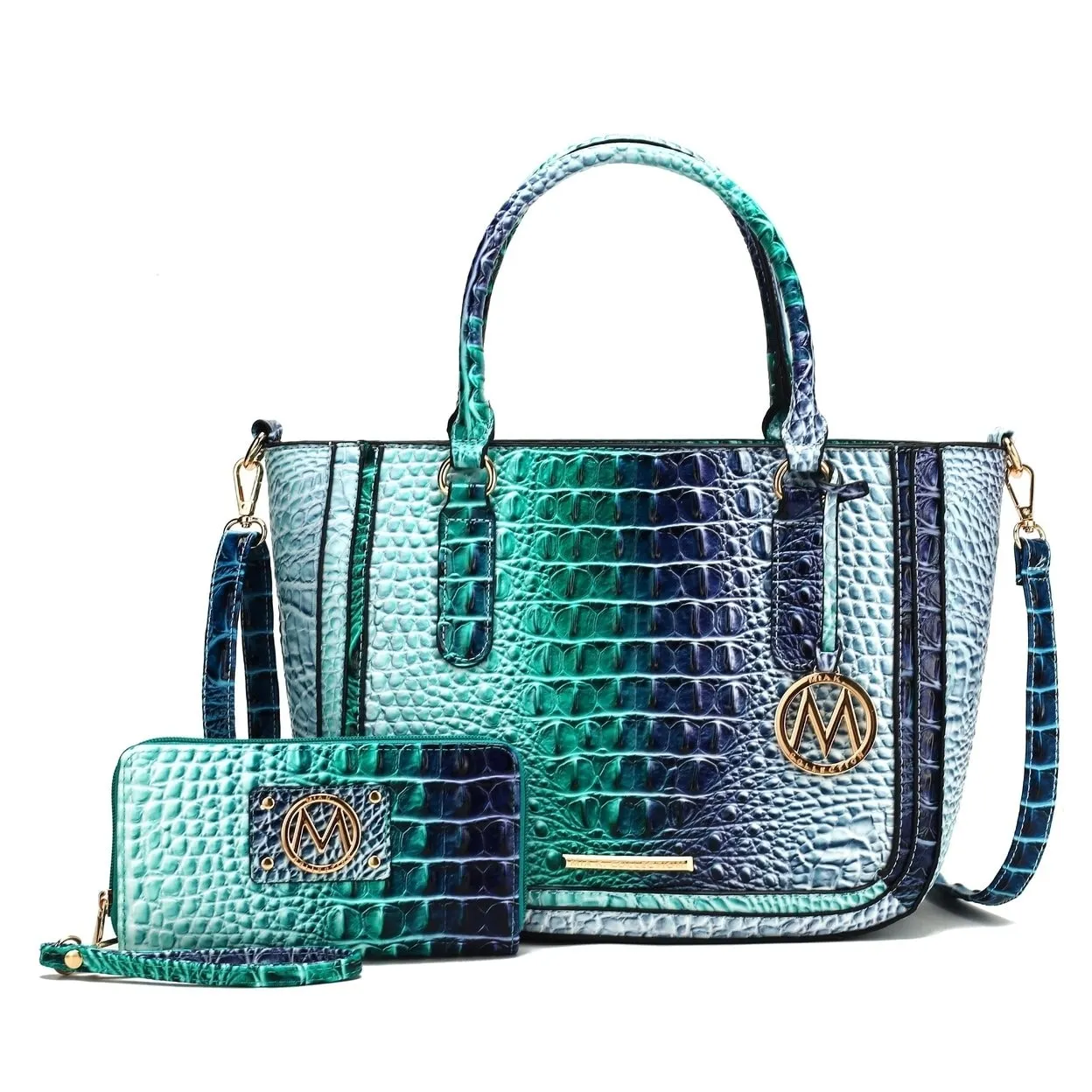 Bonnie Gradient Rainbow Embossed Satchel with Wallet sold by Zulily product image thumbnail 2