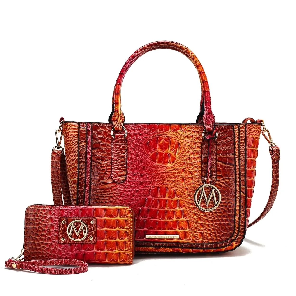 Bonnie Gradient Rainbow Embossed Satchel with Wallet sold by Zulily product image thumbnail 4