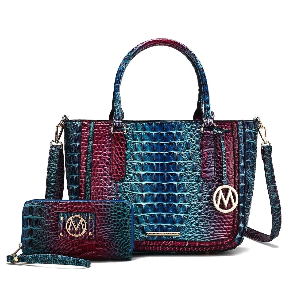 Bonnie Gradient Rainbow Embossed Satchel with Wallet sold by Zulily product image thumbnail 3