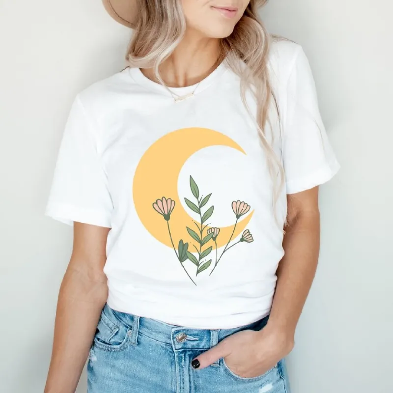 Flower Moon Short Sleeve Crewnneck Tee sold by Zulily