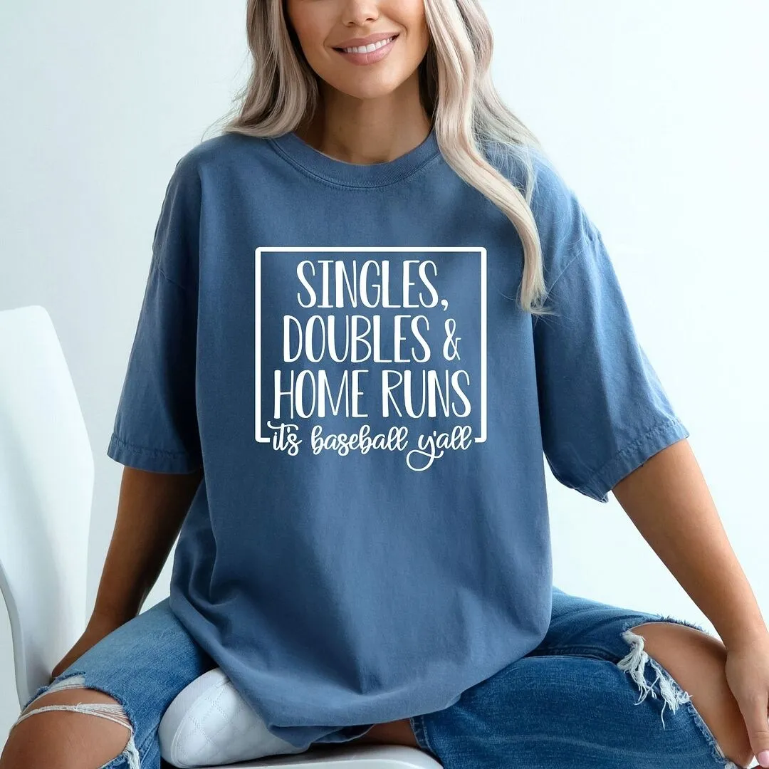 Singles Doubles And Home Runs Garment Dyed Tee sold by Zulily product image thumbnail 3