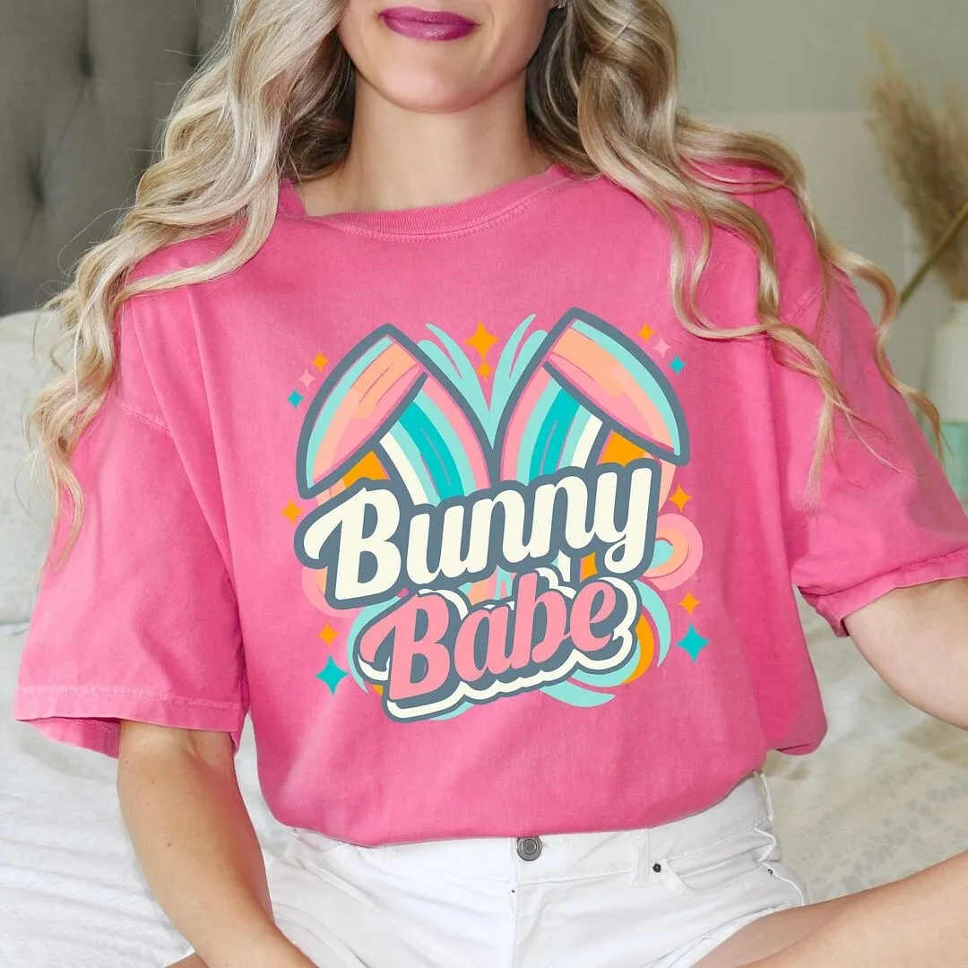 Bunny Babe Colorful Ears Garment Dyed Tee sold by Zulily