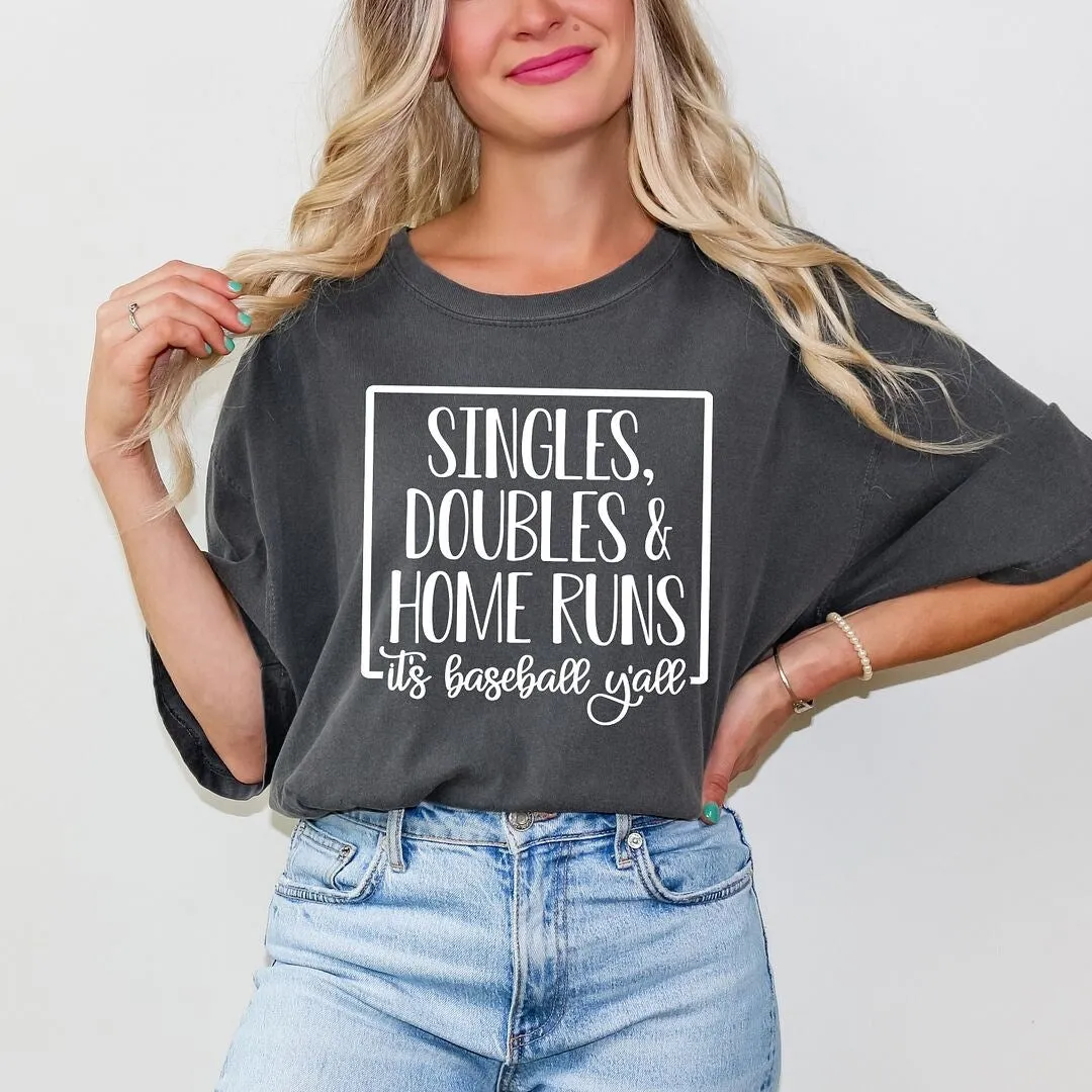 Singles Doubles And Home Runs Garment Dyed Tee sold by Zulily product image thumbnail 4