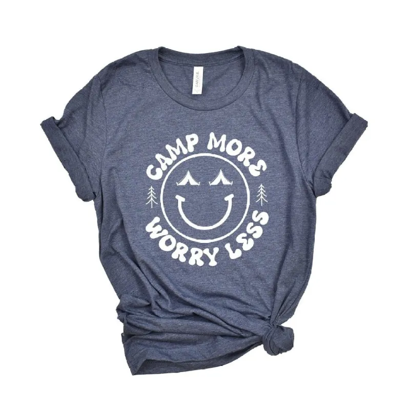 Camp More Worry Less Smiley Face Short Sleeve Crewnneck Tee sold by Zulily