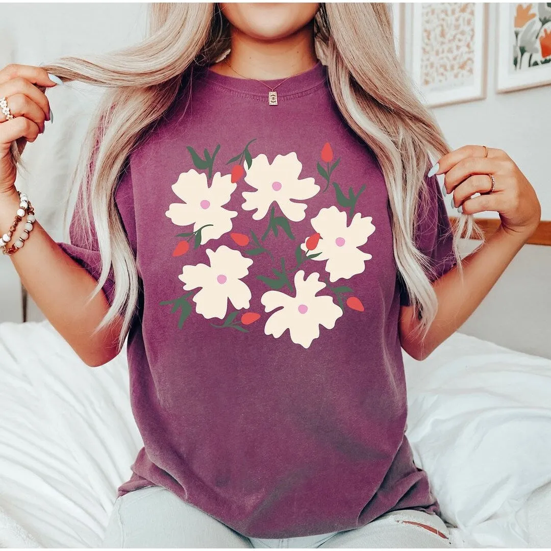 Pink Flowers And Buds Garment Dyed Tee sold by Zulily product image thumbnail 3