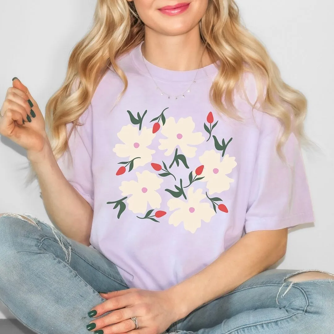Pink Flowers And Buds Garment Dyed Tee sold by Zulily product image thumbnail 2