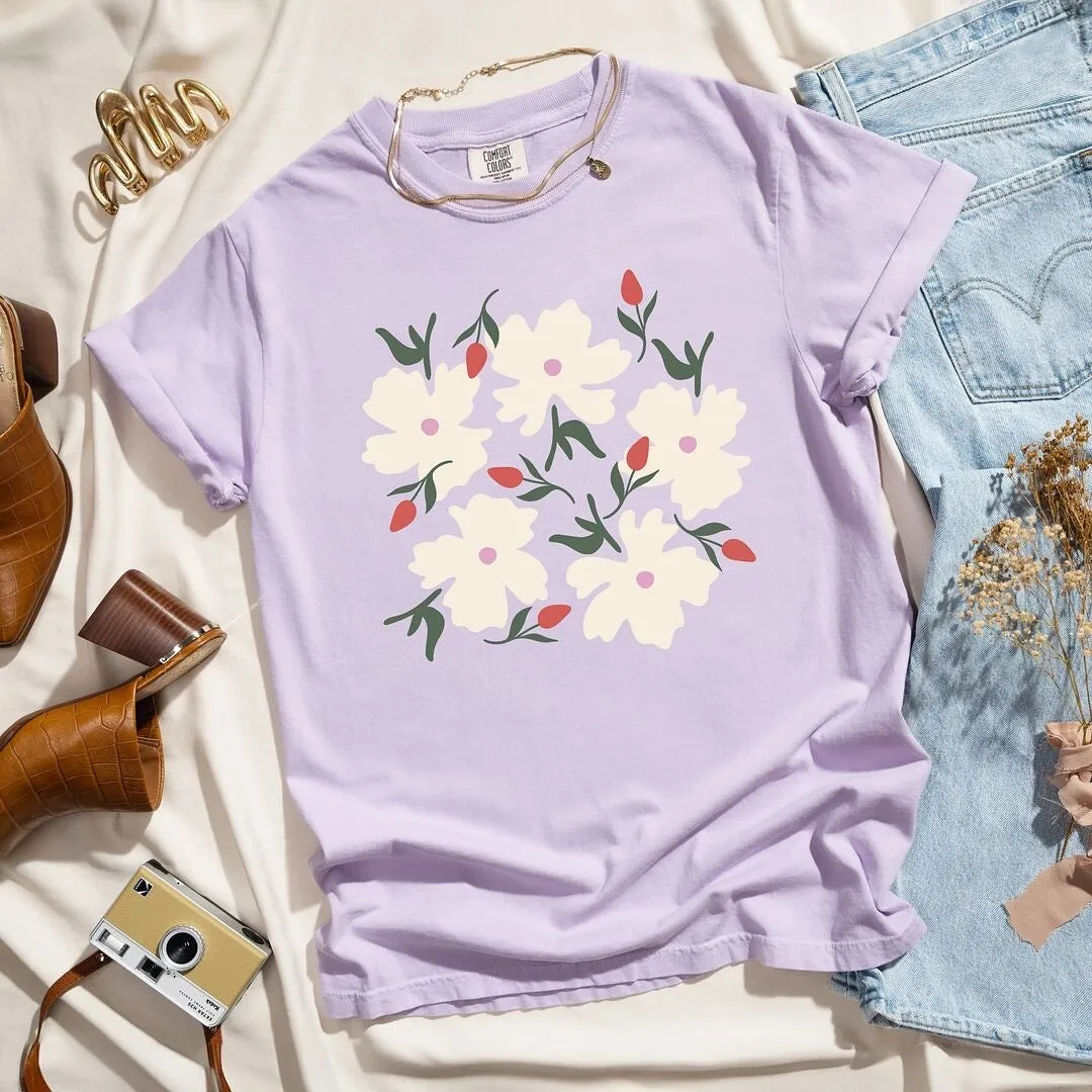 Pink Flowers And Buds Garment Dyed Tee sold by Zulily product image thumbnail 4