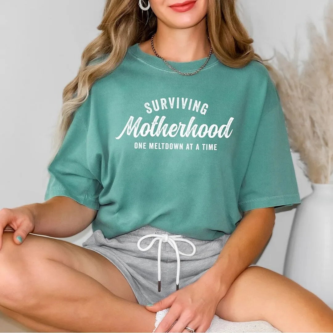 Surviving Motherhood Garment Dyed Tee sold by Zulily product image thumbnail 4