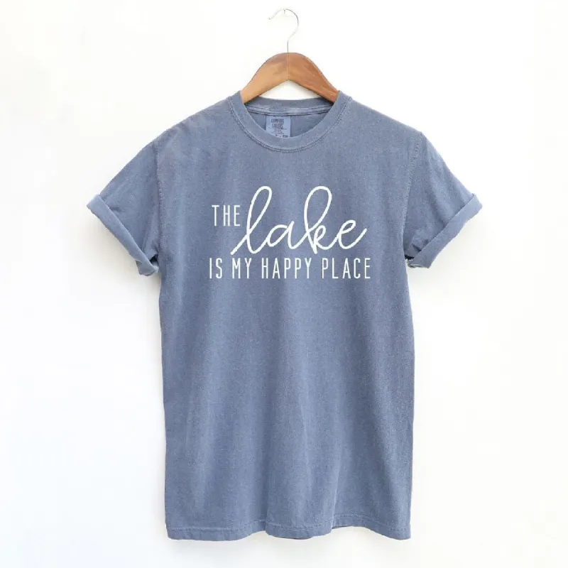 The Lake Is My Happy Place Garment Dyed Tee sold by Zulily