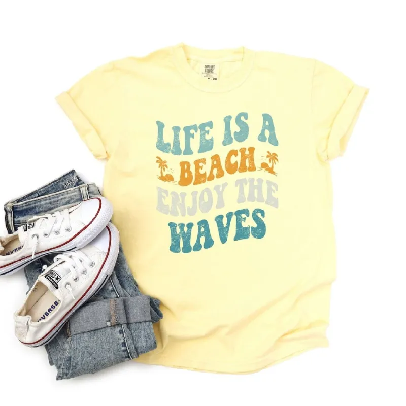 Enjoy The Waves Distressed Garment Dyed Tee sold by Zulily