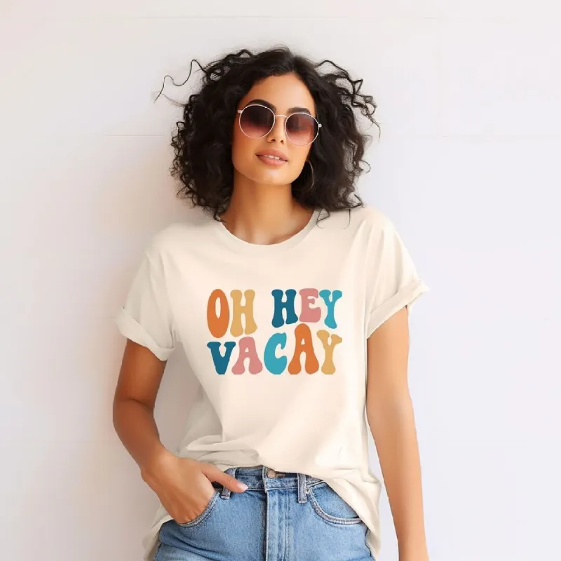 Oh Hey Vacay Wavy Short Sleeve Crewnneck Tee sold by Zulily