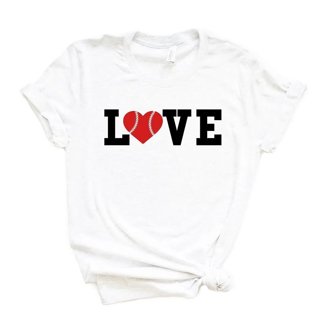 Love Baseball Colorful Short Sleeve Crewnneck Tee sold by Zulily