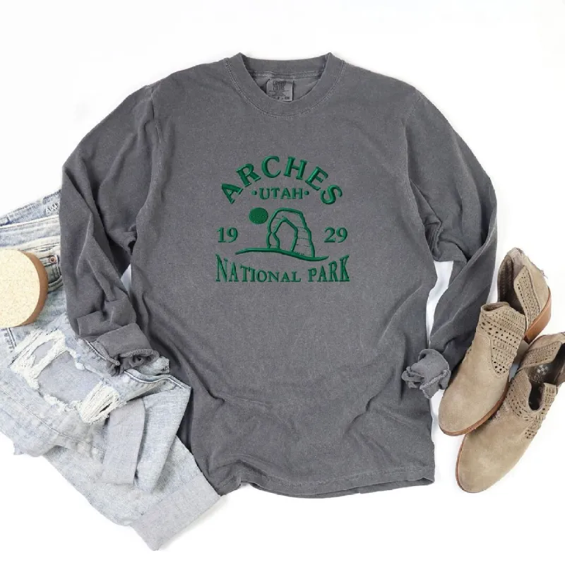 Embroidered Utah Arches Garment Dyed Long Sleeve sold by Zulily