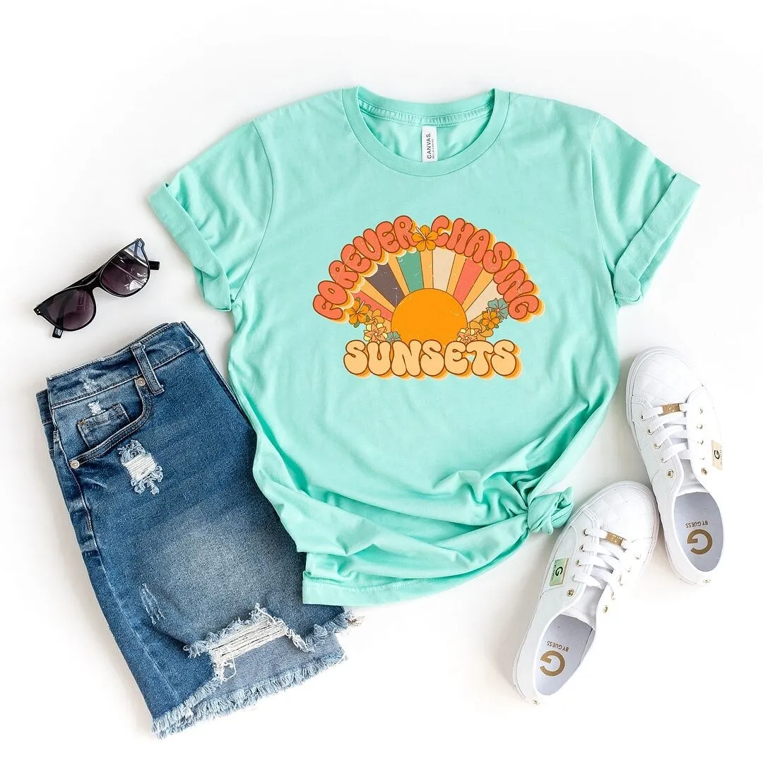 Retro Forever Chasing Sunsets Short Sleeve Crewnneck Tee sold by Zulily