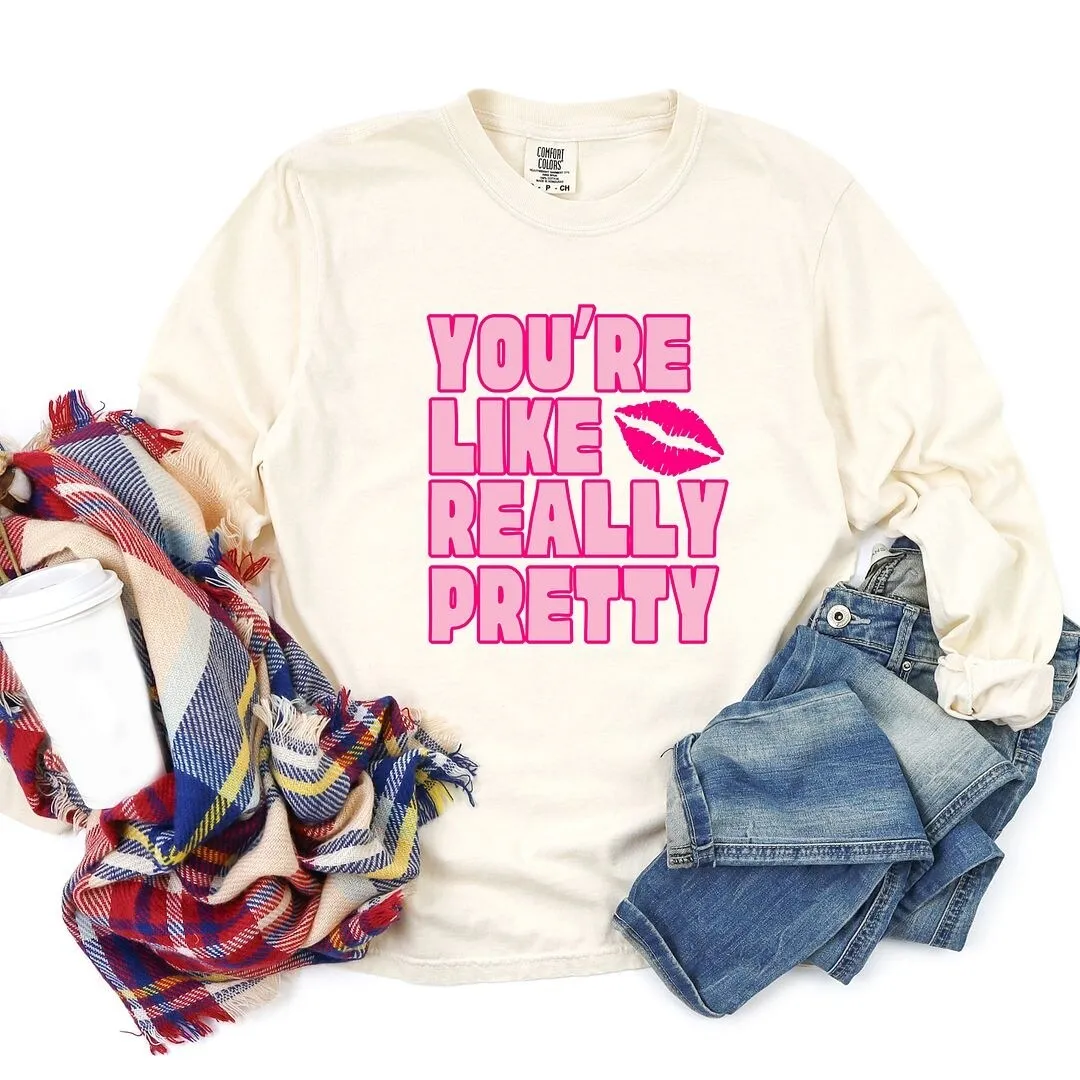 You're Like Really Pretty Lips Garment Dyed Long Sleeve sold by Zulily product image thumbnail 3