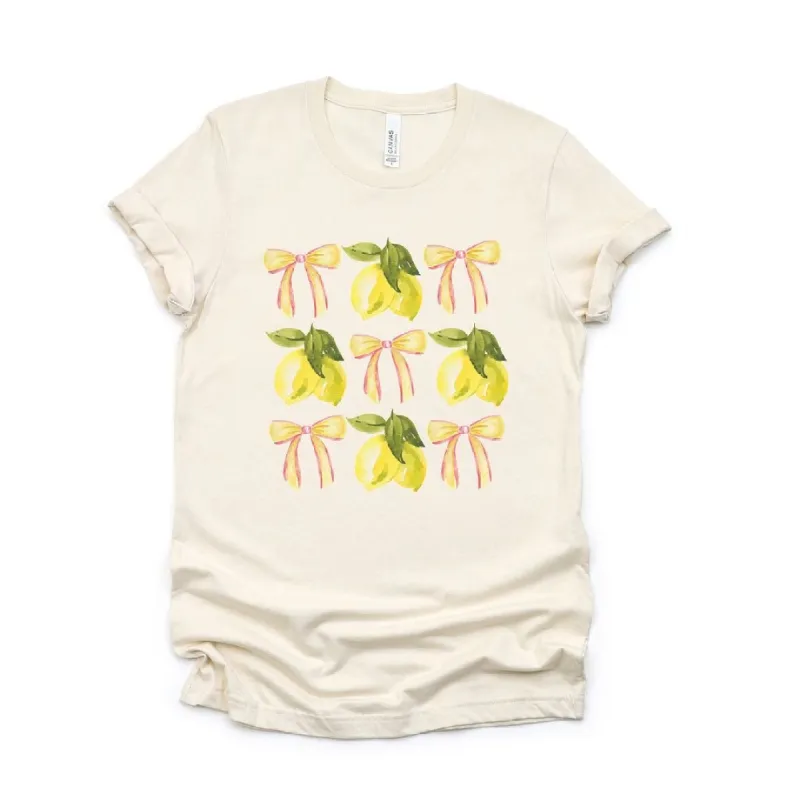 Coquette Lemon Bow Chart Short Sleeve Crewnneck Tee sold by Zulily
