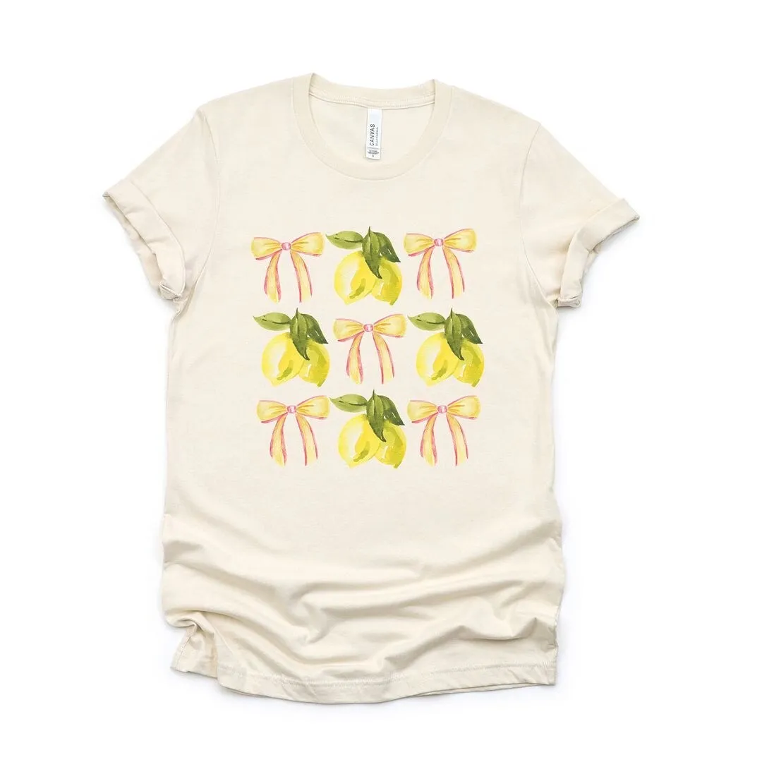 Coquette Lemon Bow Chart Short Sleeve Crewnneck Tee sold by Zulily