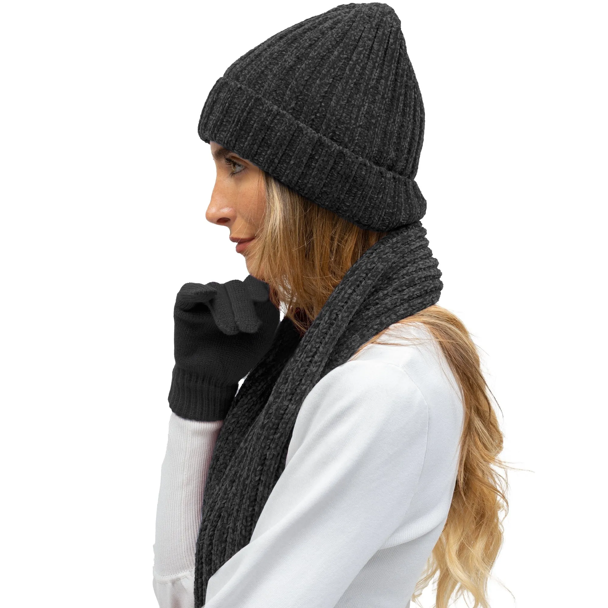 Just Jamie 3 Piece Melange Winter Fall Soft Knit Beanie Hat Scarf and Gloves Set sold by Zulily product image thumbnail 4