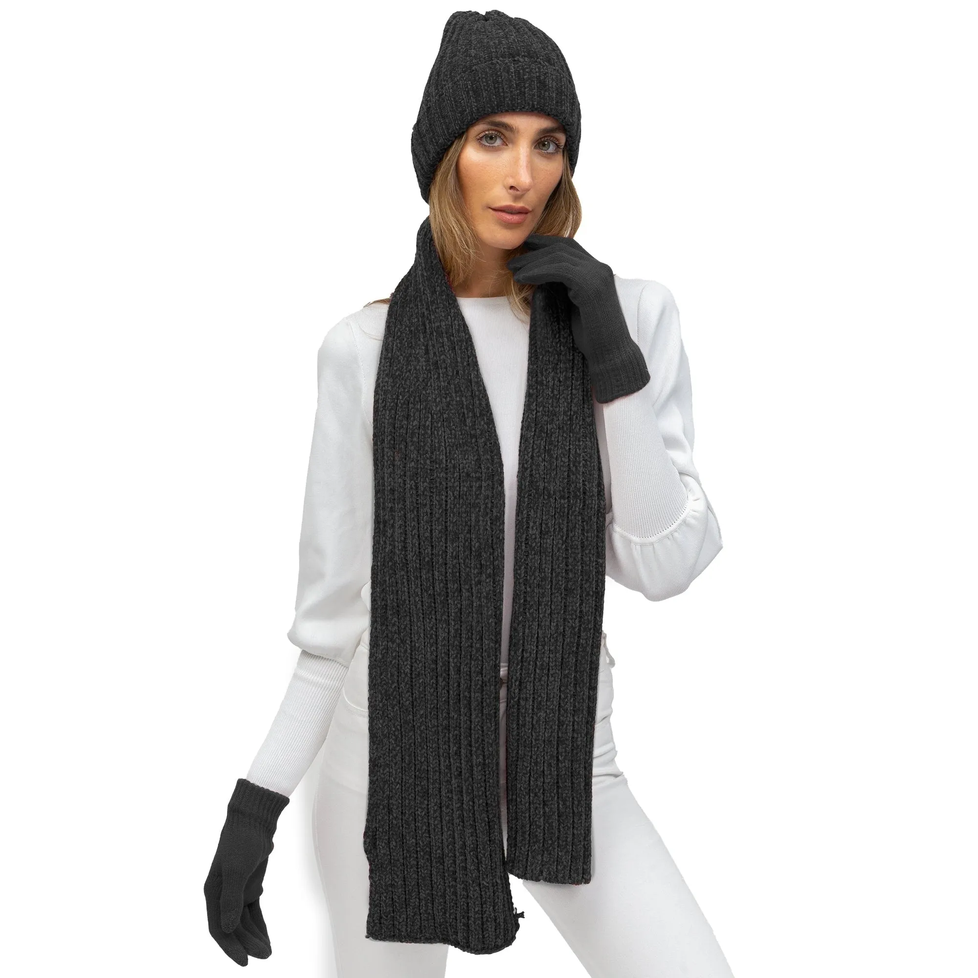 Just Jamie 3 Piece Melange Winter Fall Soft Knit Beanie Hat Scarf and Gloves Set sold by Zulily product image thumbnail 2