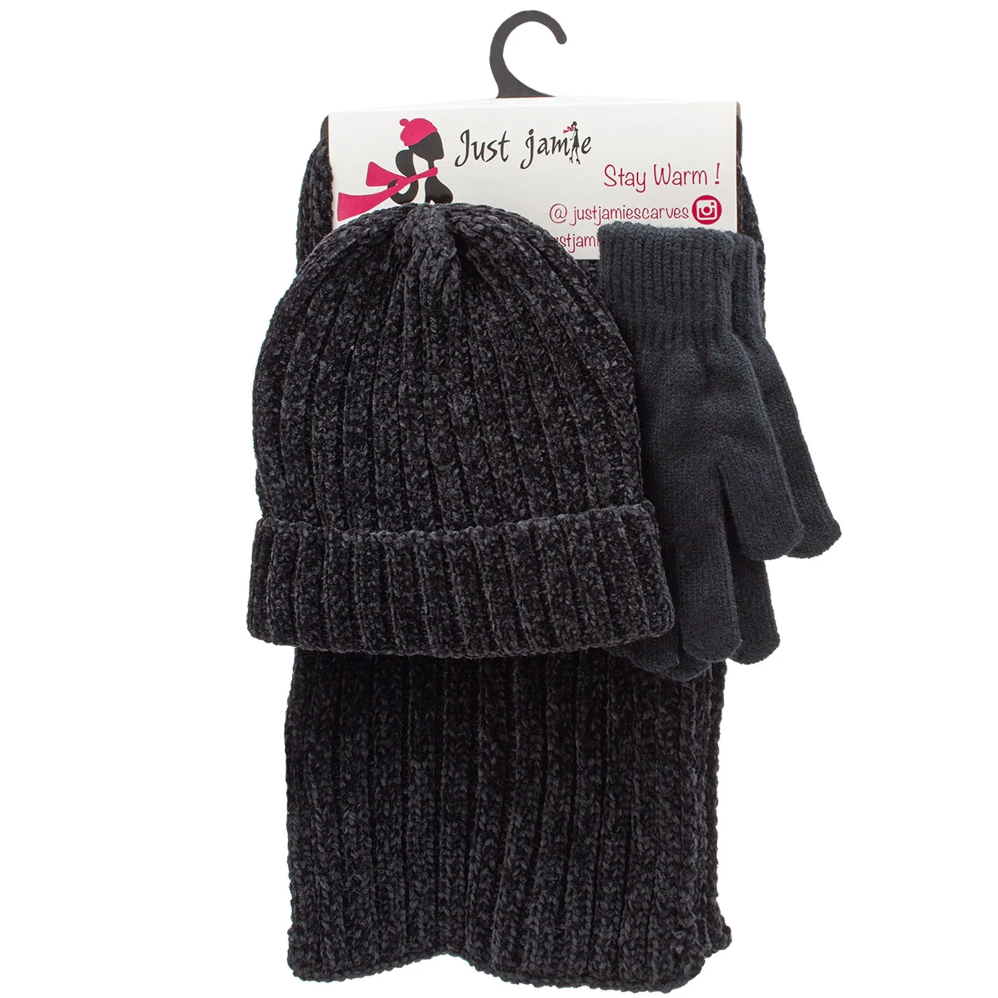 Just Jamie 3 Piece Melange Winter Fall Soft Knit Beanie Hat Scarf and Gloves Set sold by Zulily product image thumbnail 3