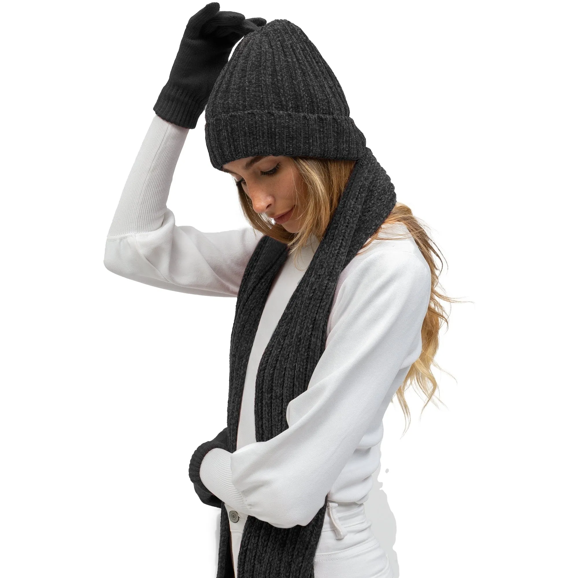 Just Jamie 3 Piece Melange Winter Fall Soft Knit Beanie Hat Scarf and Gloves Set sold by Zulily product image thumbnail 5