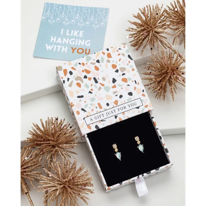 Goldtone Green Teardrop Stud Earrings - In Gift Box sold by Zulily