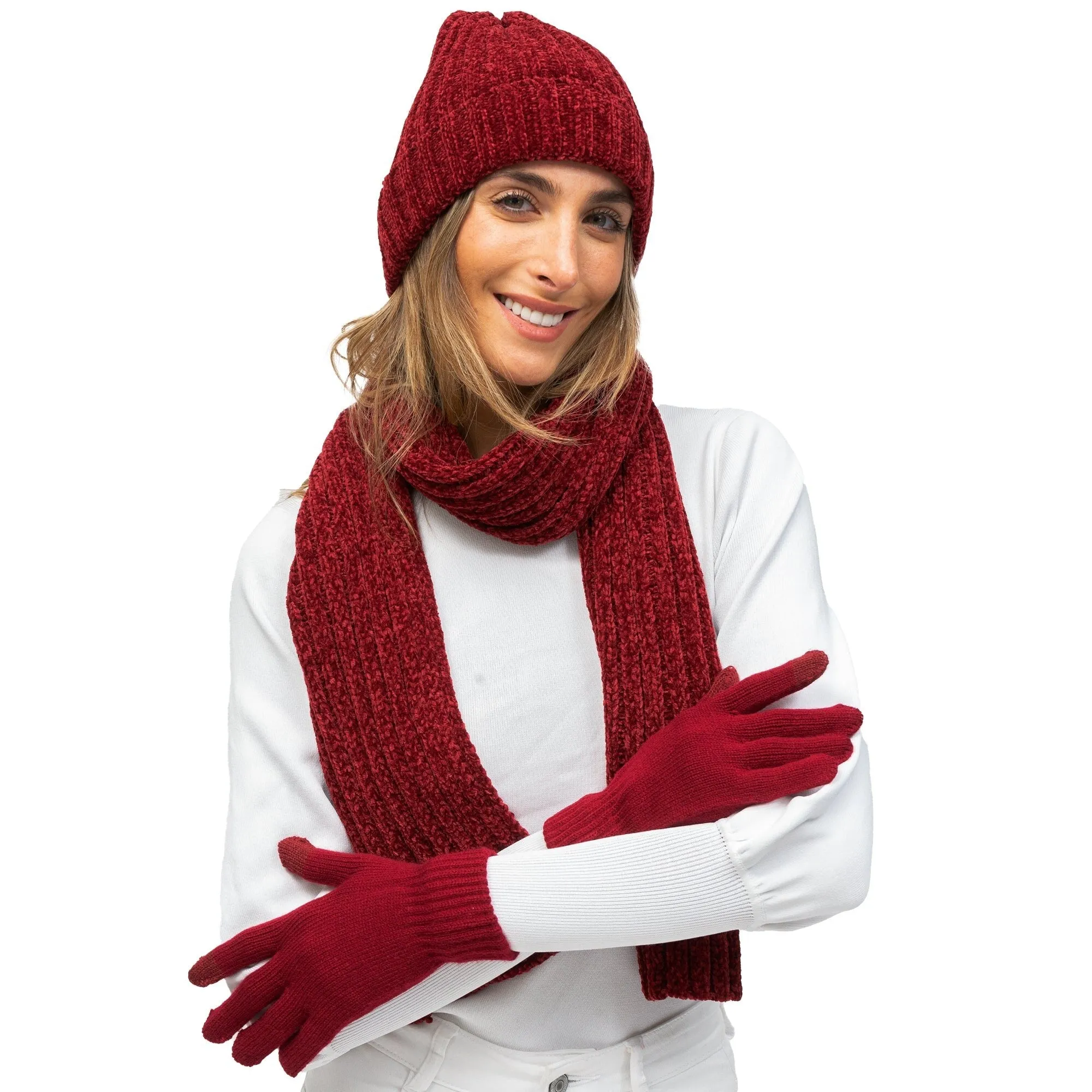 Just Jamie 3 Piece Melange Winter Fall Soft Knit Beanie Hat Scarf and Gloves Set sold by Zulily product image thumbnail 5
