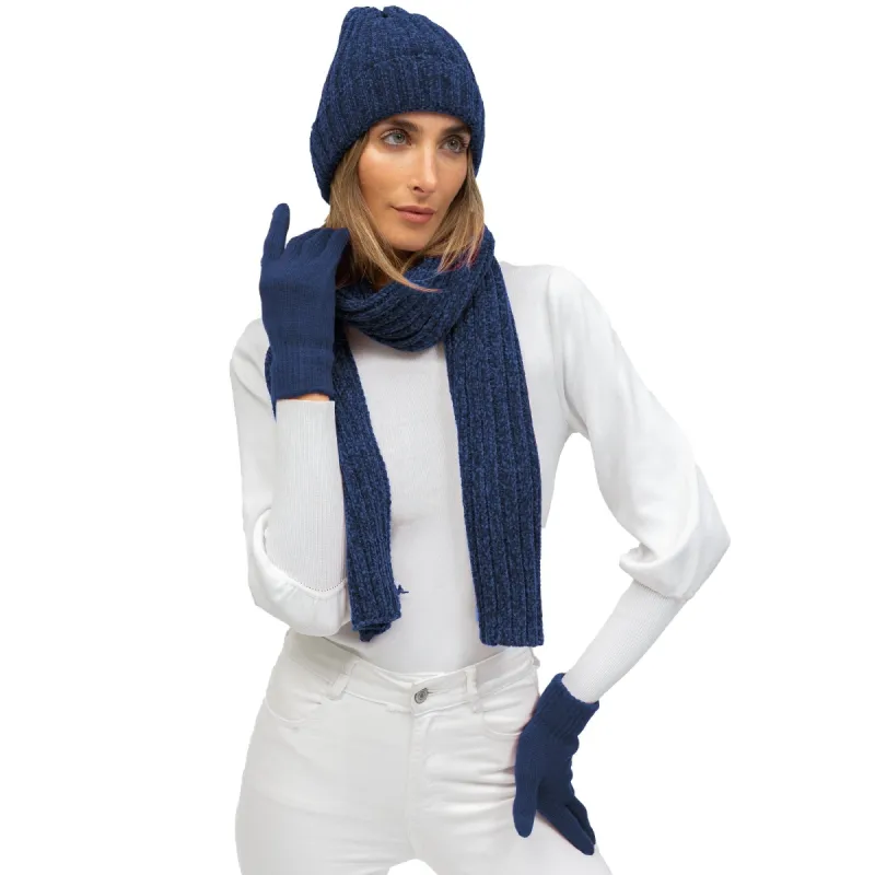 Just Jamie 3 Piece Melange Winter Fall Soft Knit Beanie Hat Scarf and Gloves Set sold by Zulily