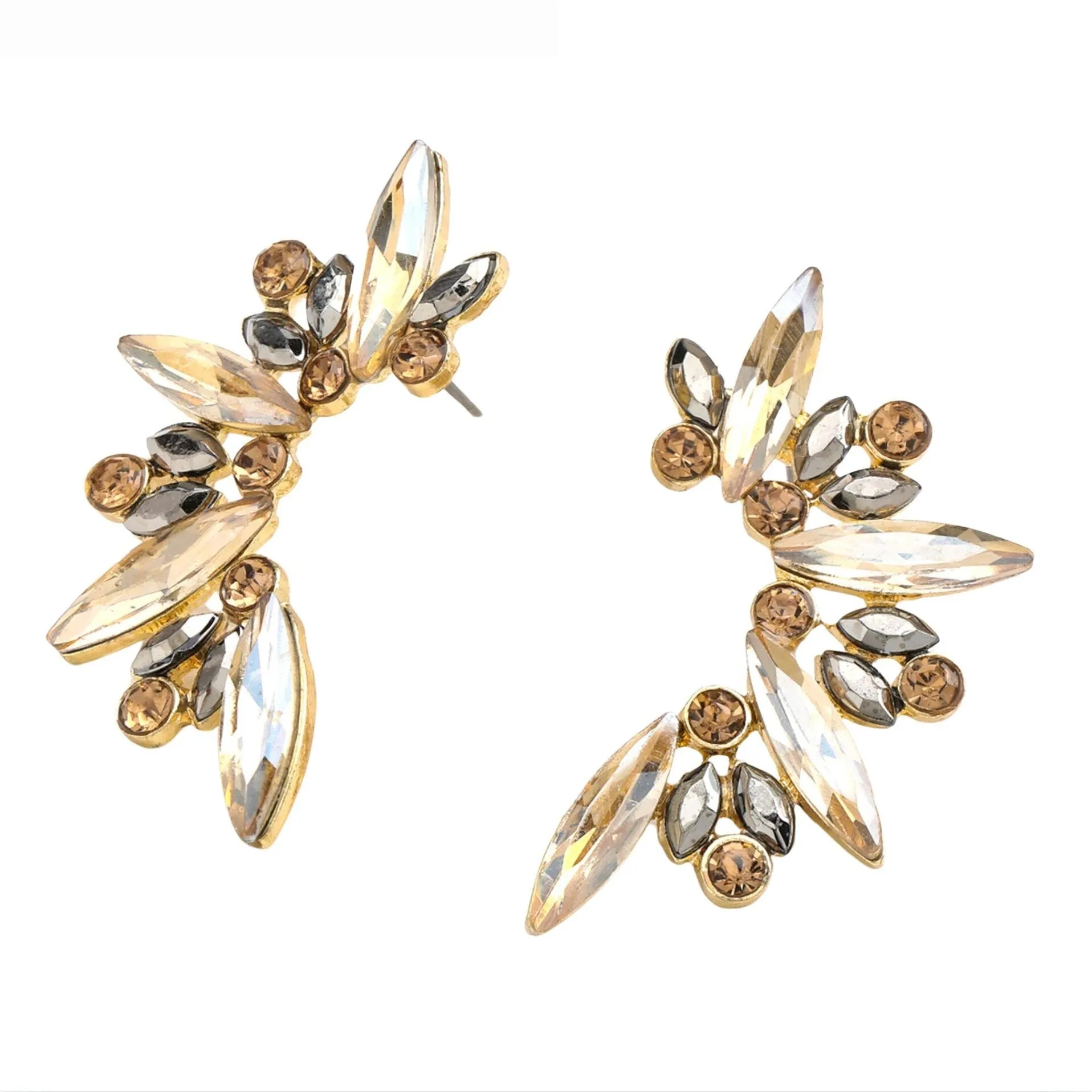 Champagne Grey Crystal Marquis Stud Earrings - In Gift Box - White sold by Zulily product image thumbnail 3