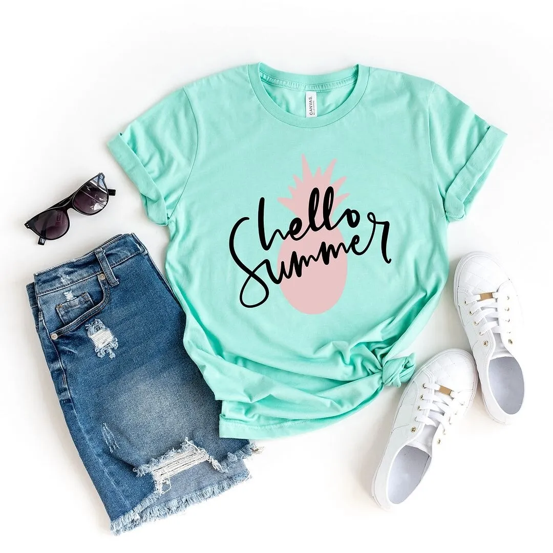 Hello Summer Pineapple Short Sleeve Crewnneck Tee sold by Zulily