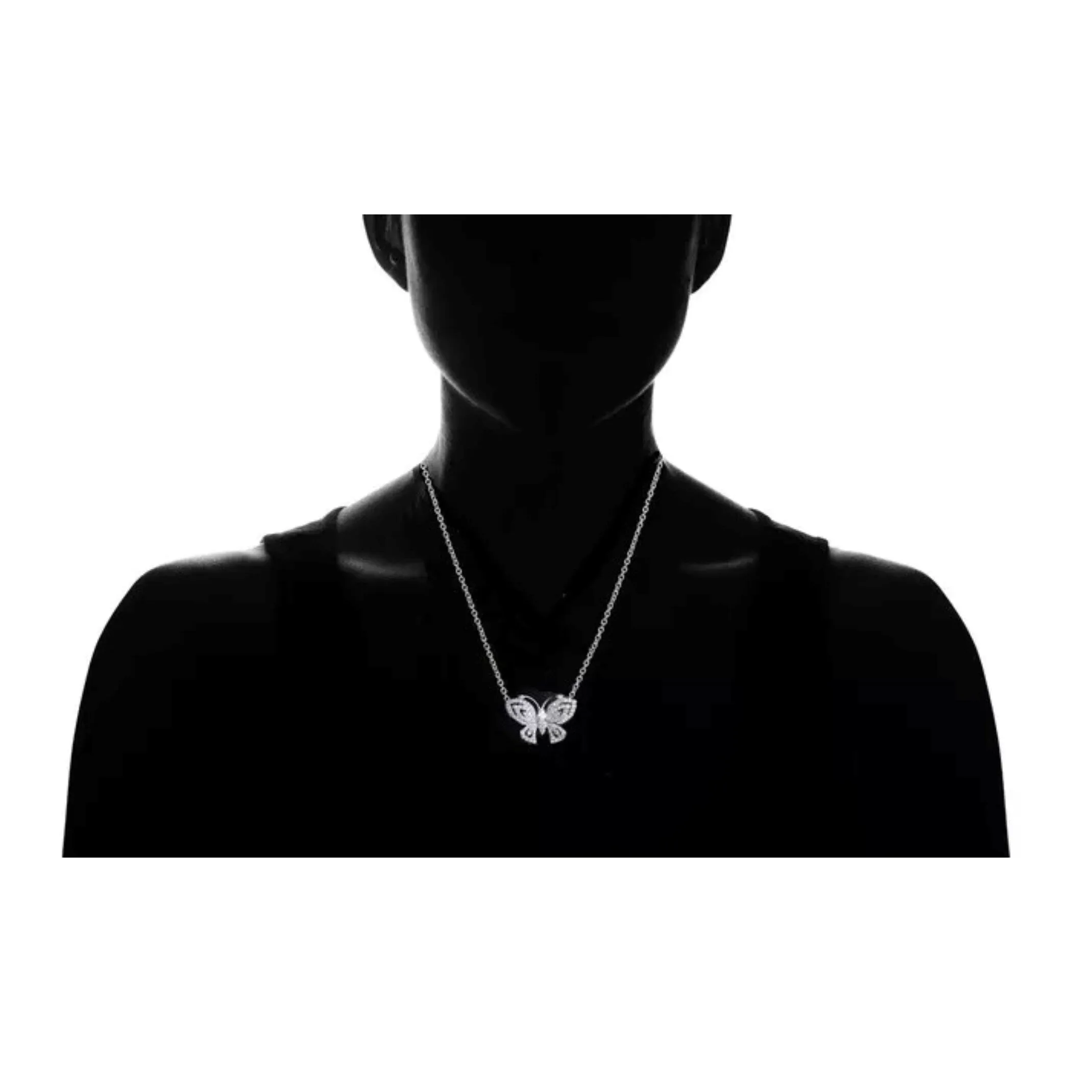 White Gold Plated Adjustable Crystal Butterfly Necklace - Silver sold by Zulily product image thumbnail 5