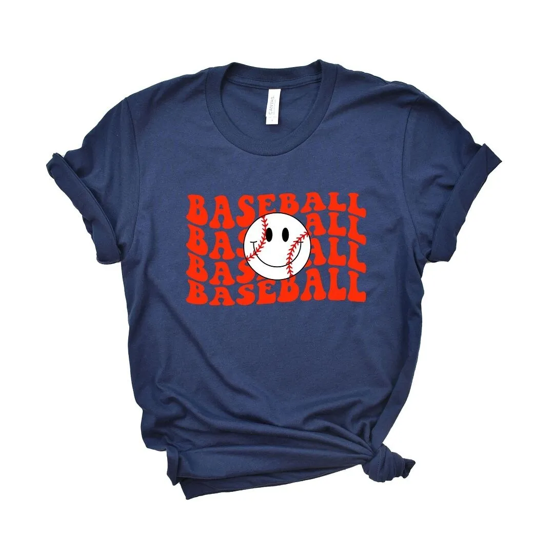 Baseball Stacked Smiley Face Short Sleeve Crewnneck Tee sold by Zulily product image thumbnail 3