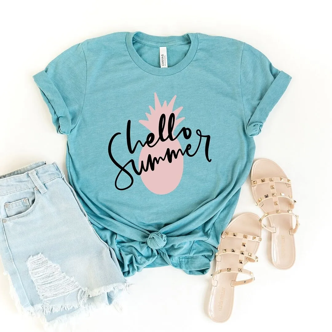 Hello Summer Pineapple Short Sleeve Crewnneck Tee sold by Zulily product image thumbnail 4