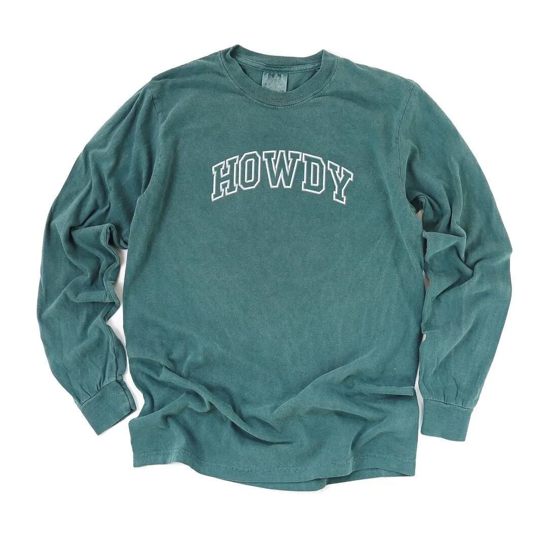 Embroidered Howdy Varsity Outline Garment Dyed Long Sleeve sold by Zulily product image thumbnail 4