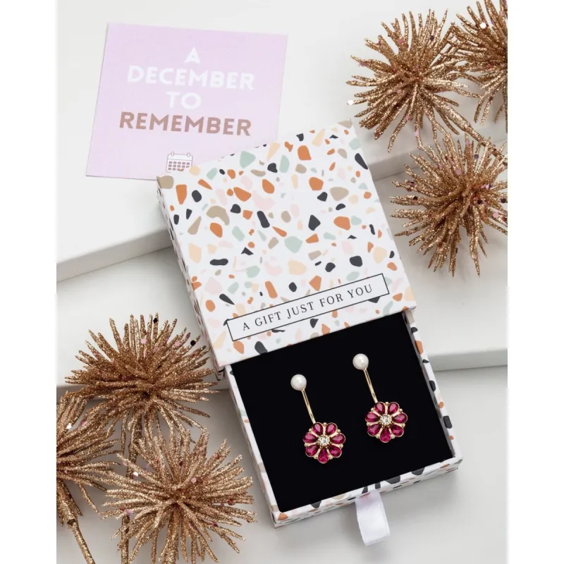 Imitation Pearl Pink Flower Earrings - In Gift Box sold by Zulily