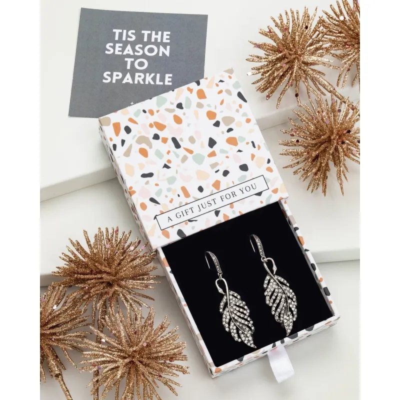 Crystal Feather Earrings - In Gift Box sold by Zulily